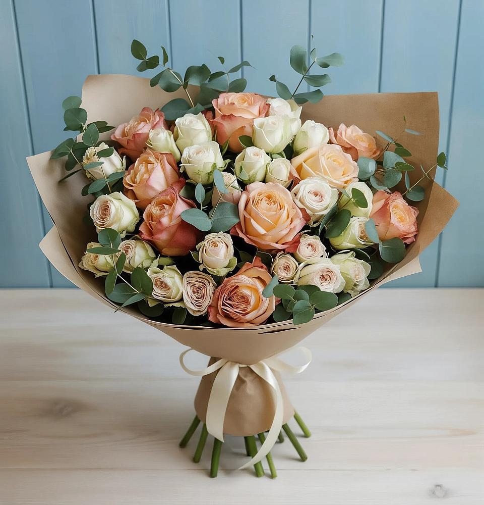 Букет цветов из: Альстромерии и Розы в Залесный Казань