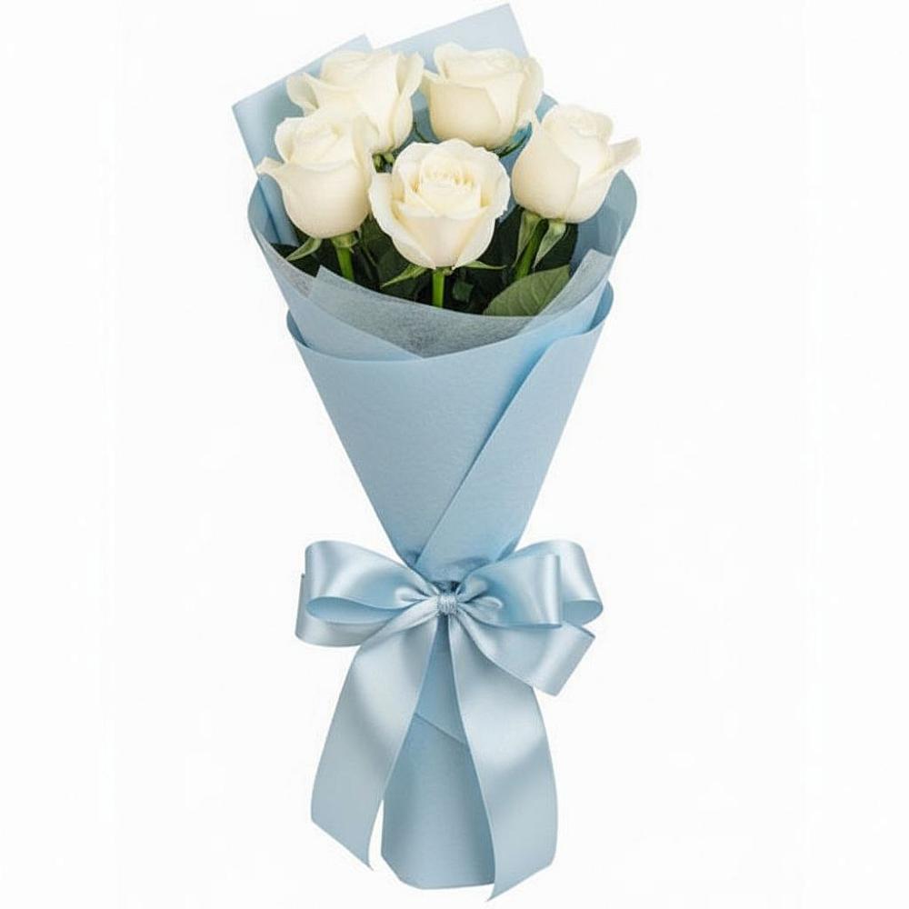 Букет 5 Белых роз Проуд в Залесный Казань