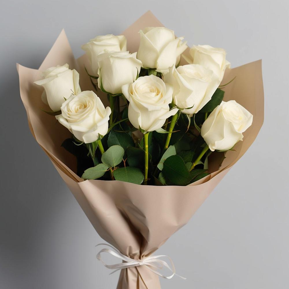 Букет 9 Белых роз Эдлесс Лав в Залесный Казань