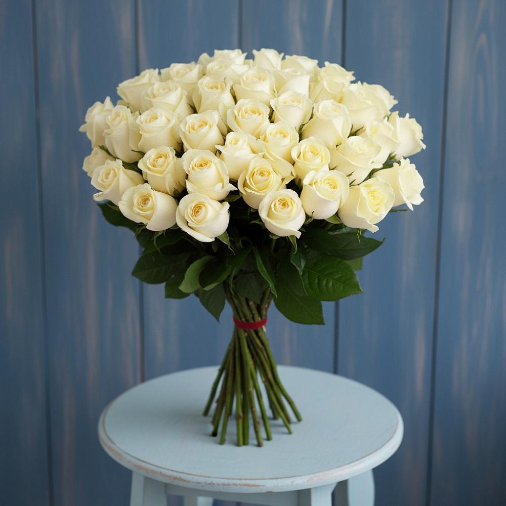 Букет 51 Белая роза Эдлесс Лав в Залесный Казань