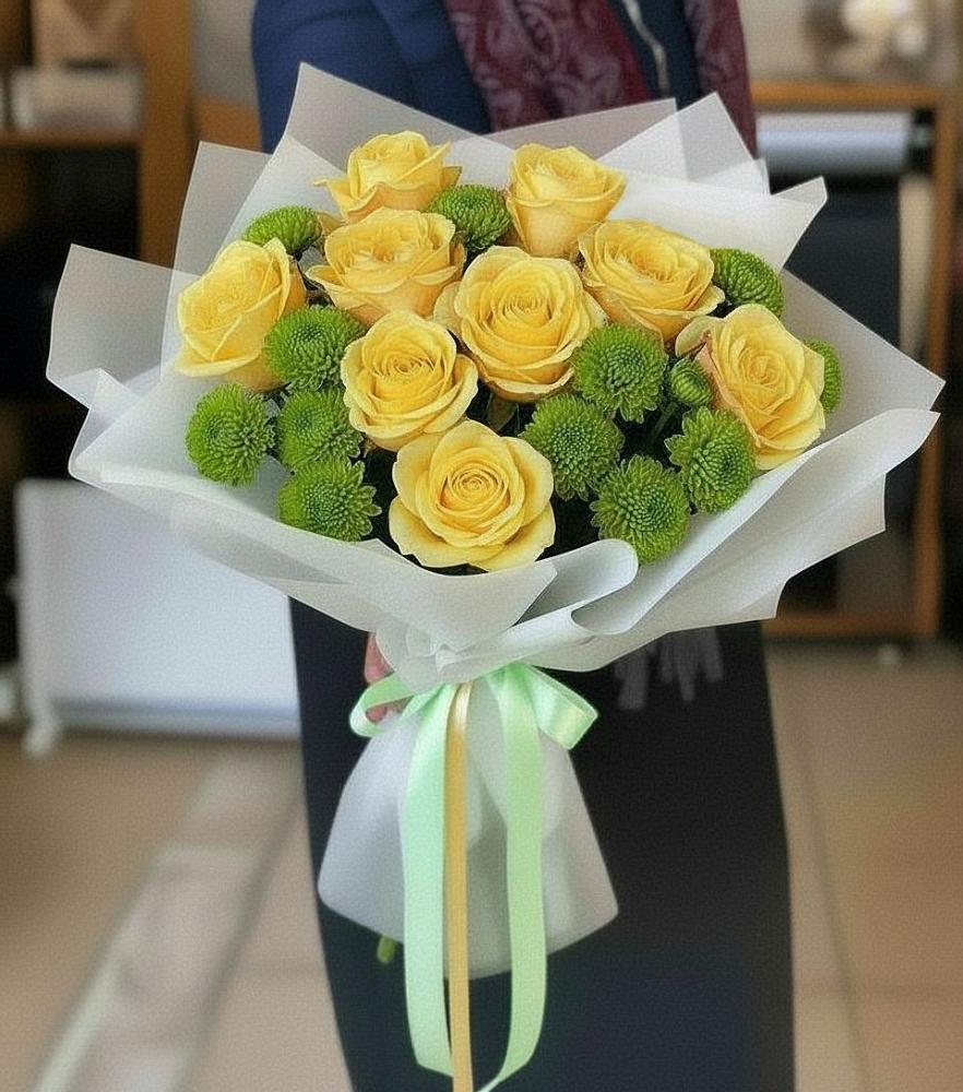 Букет цветов из: Хризантемы и Розы в Залесный Казань