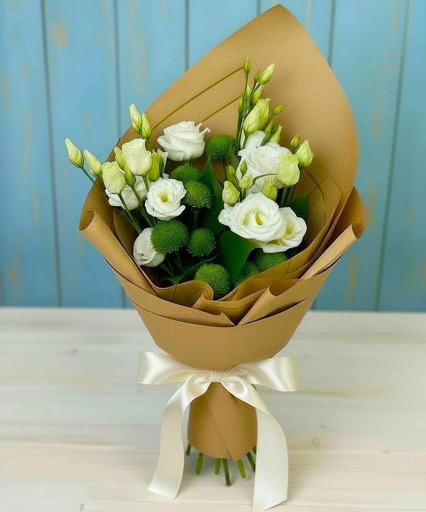 Букет цветов из: Хризантемы и Лизиантусы в Залесный Казань