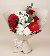 Букет цветов из:  Розы, Хризантемы, Герберы и Лилии в Залесный Казань