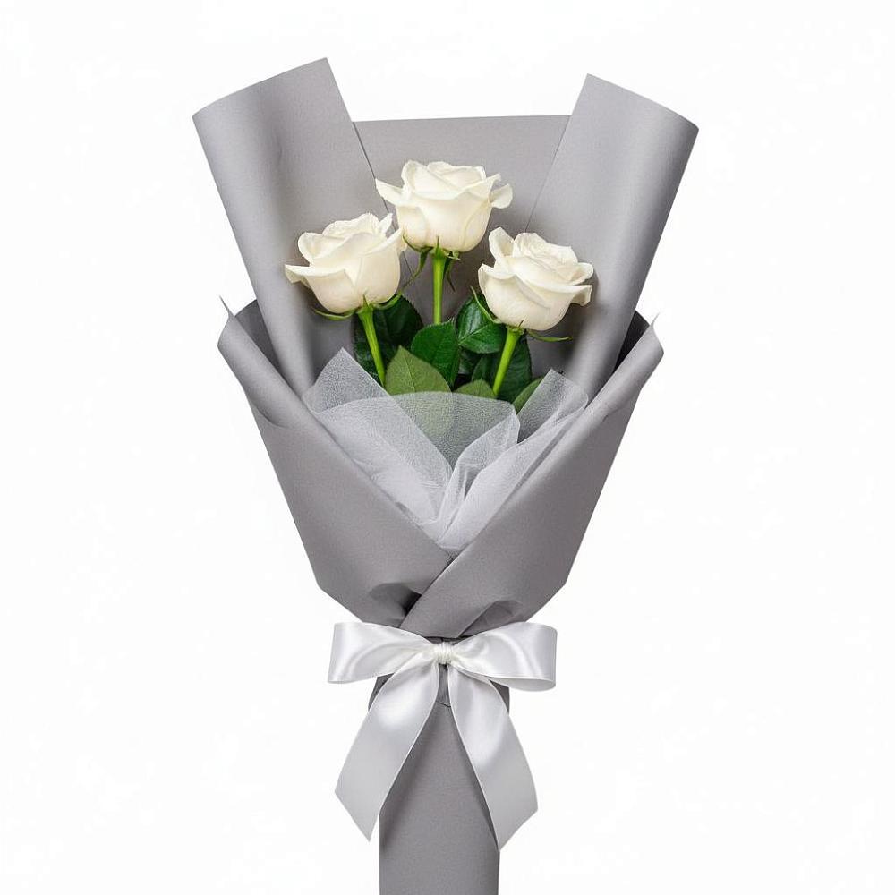 Букет 3 белые розы в Залесный Казань