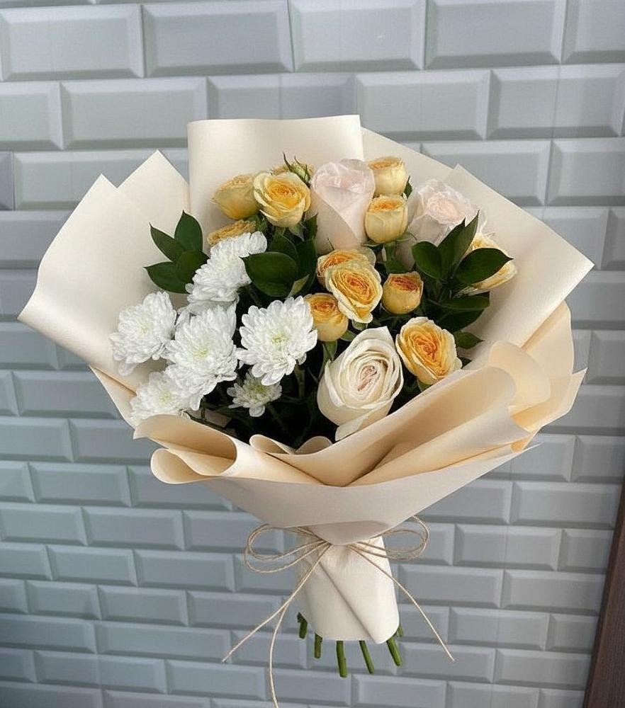 Букет цветов из: Розы и Хризантемы в Залесный Казань