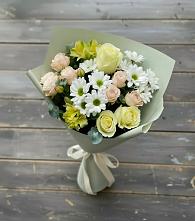 Букет цветов из:  Альстромерии, Розы и Хризантемы в Залесный Казань
