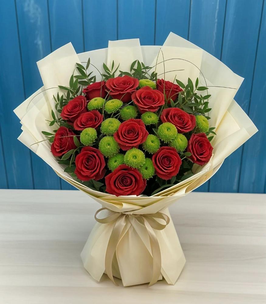 Букет цветов из: Розы и Хризантемы в Залесный Казань