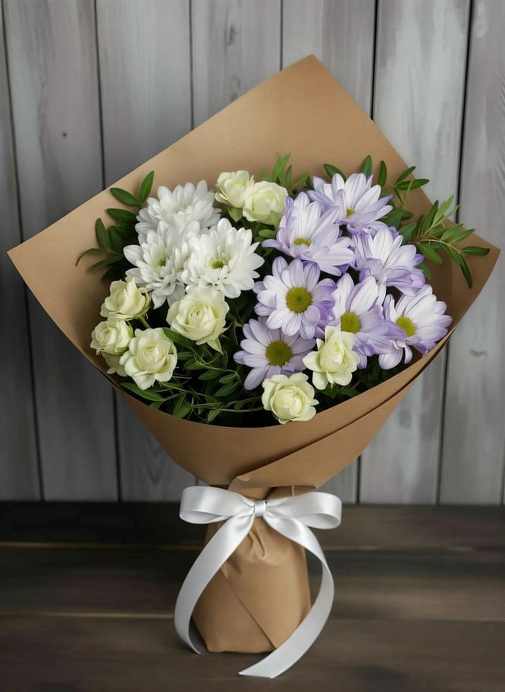 Букет цветов из: Хризантемы и Розы в Залесный Казань